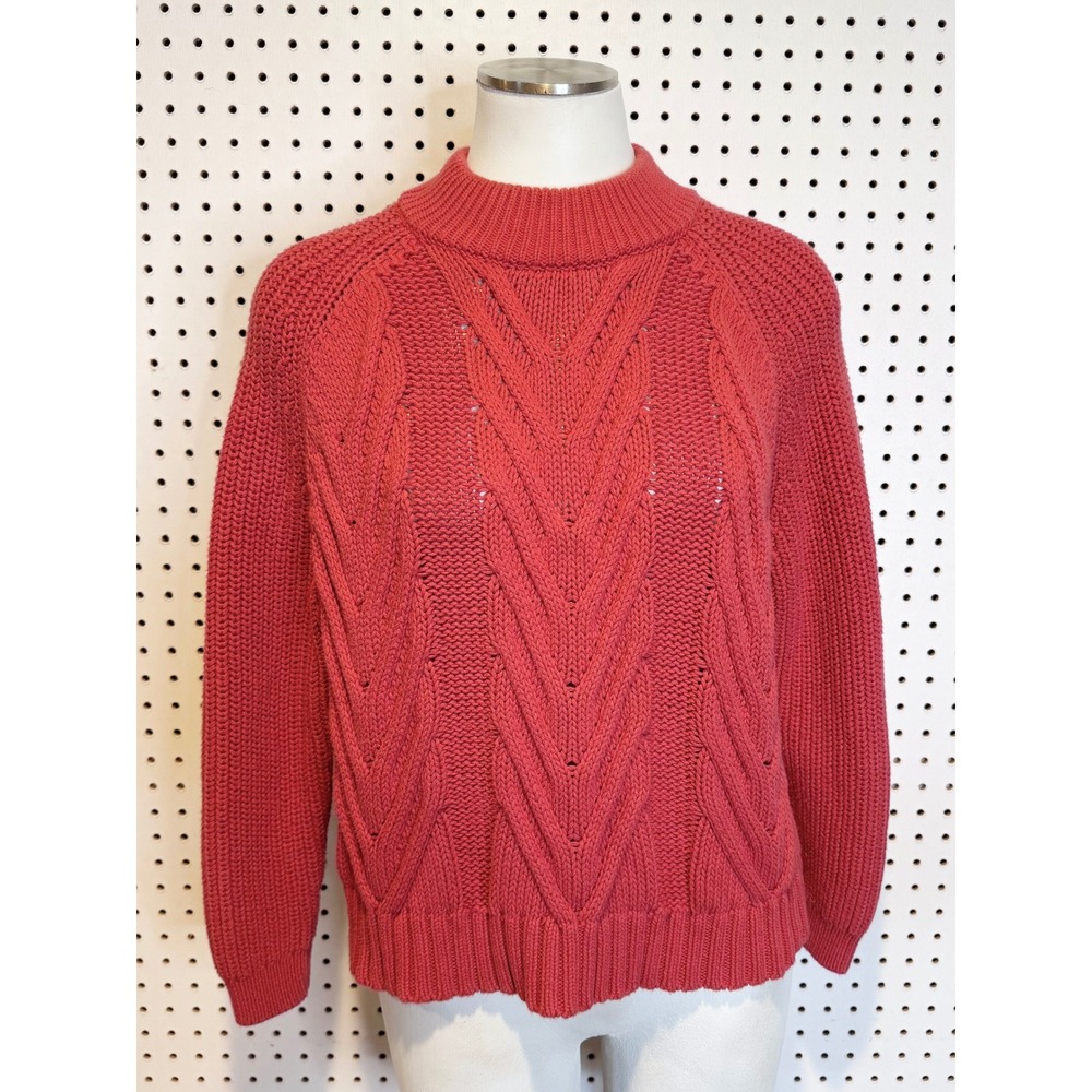 J.Crew | Cable-knit Mockneck Sweater in Rustic Red, 100% Cotton AE987‎ XS